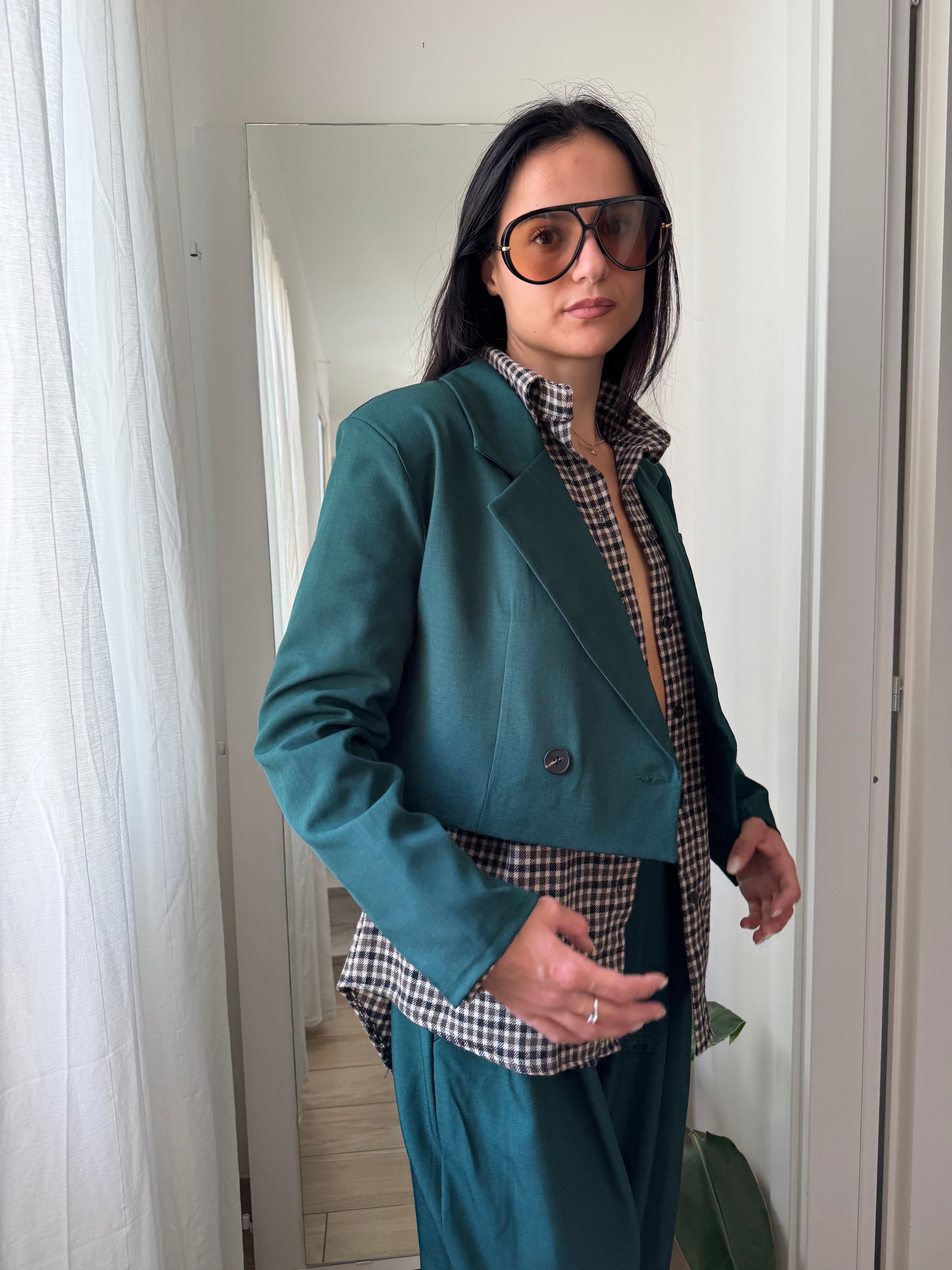 Tailleur cropped verde