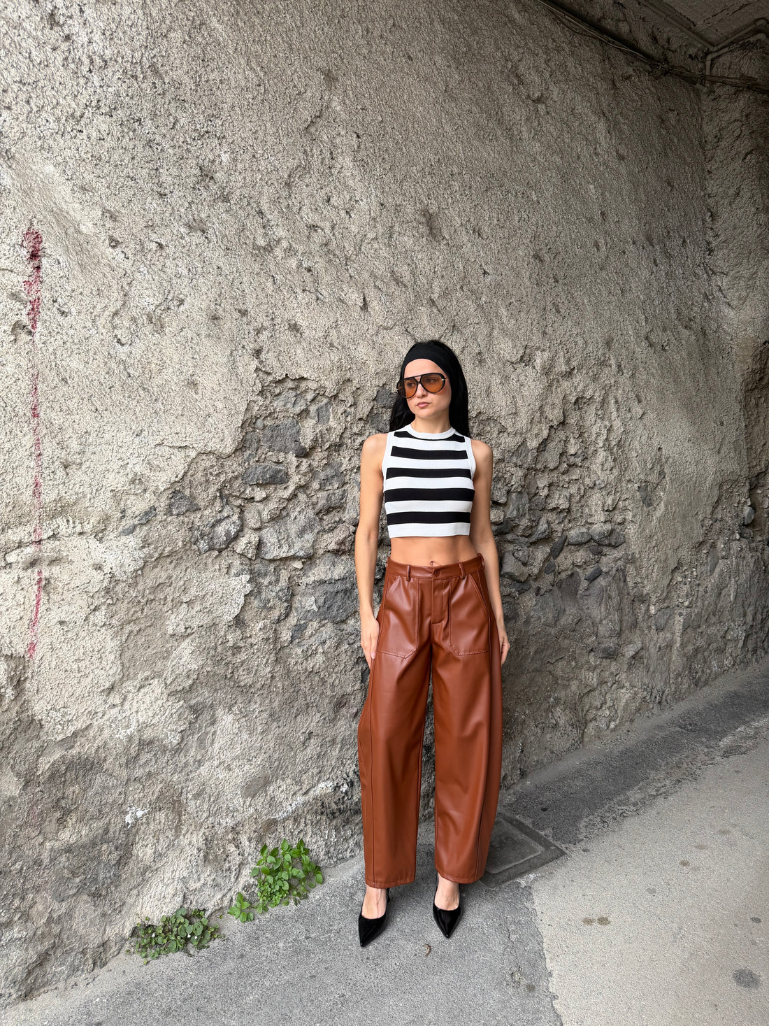 Pantalone balloon ecopelle