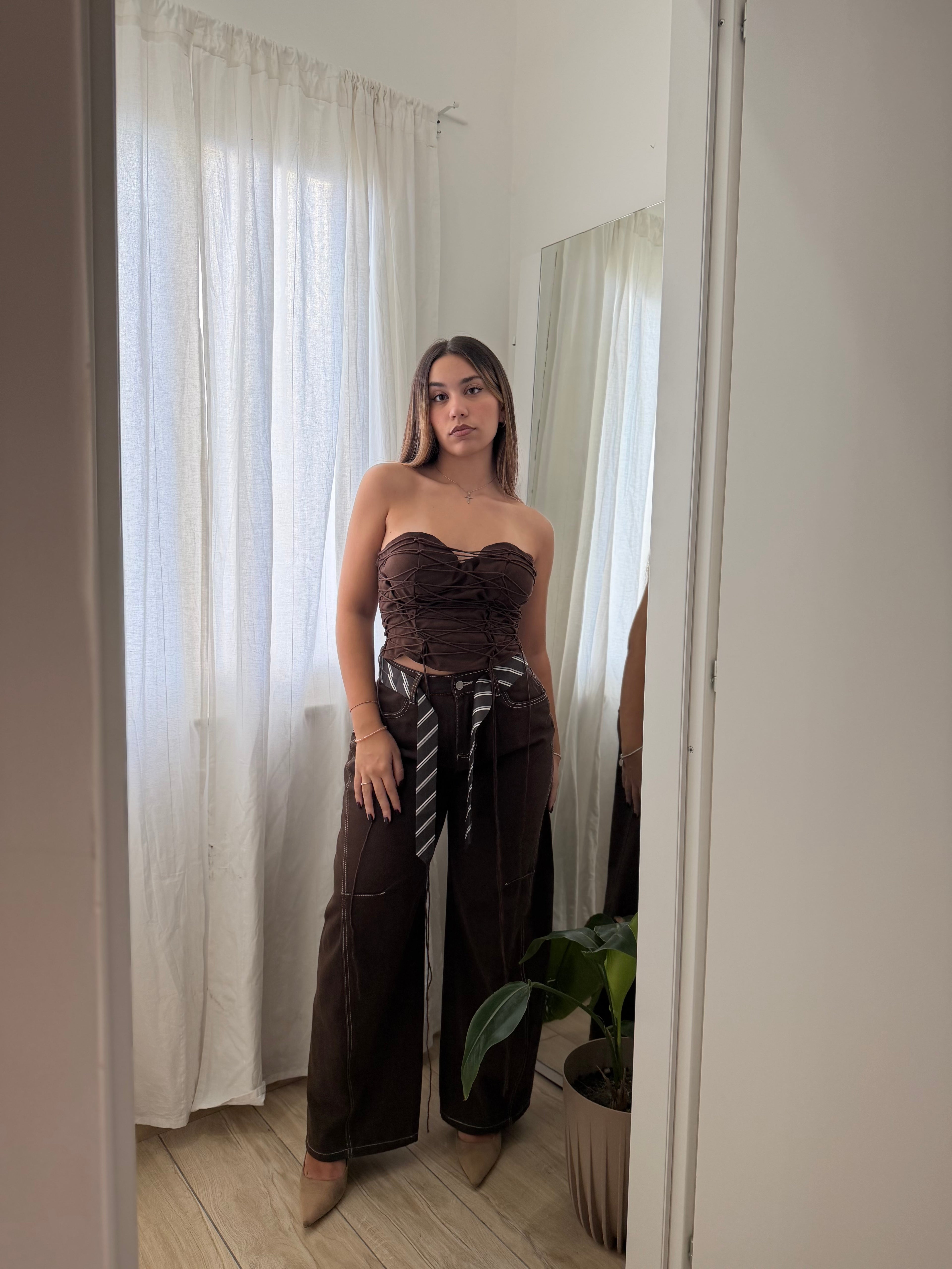 Top Intreccio Marrone