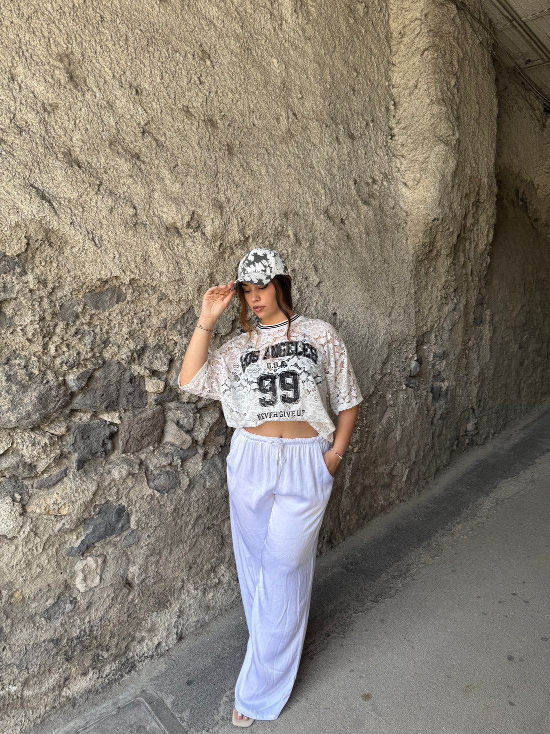 T-shirt camicia lace bianca