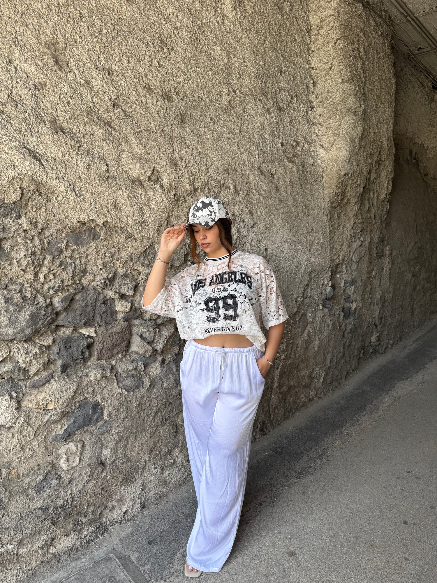 T-shirt camicia lace bianca