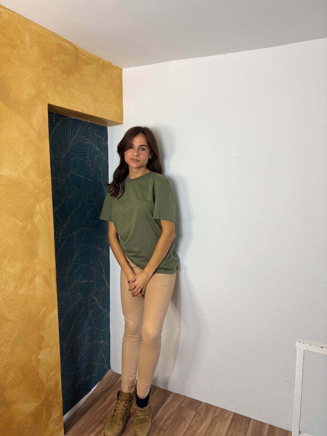 Leggings ecopelle felpato beige - Wonderstyle