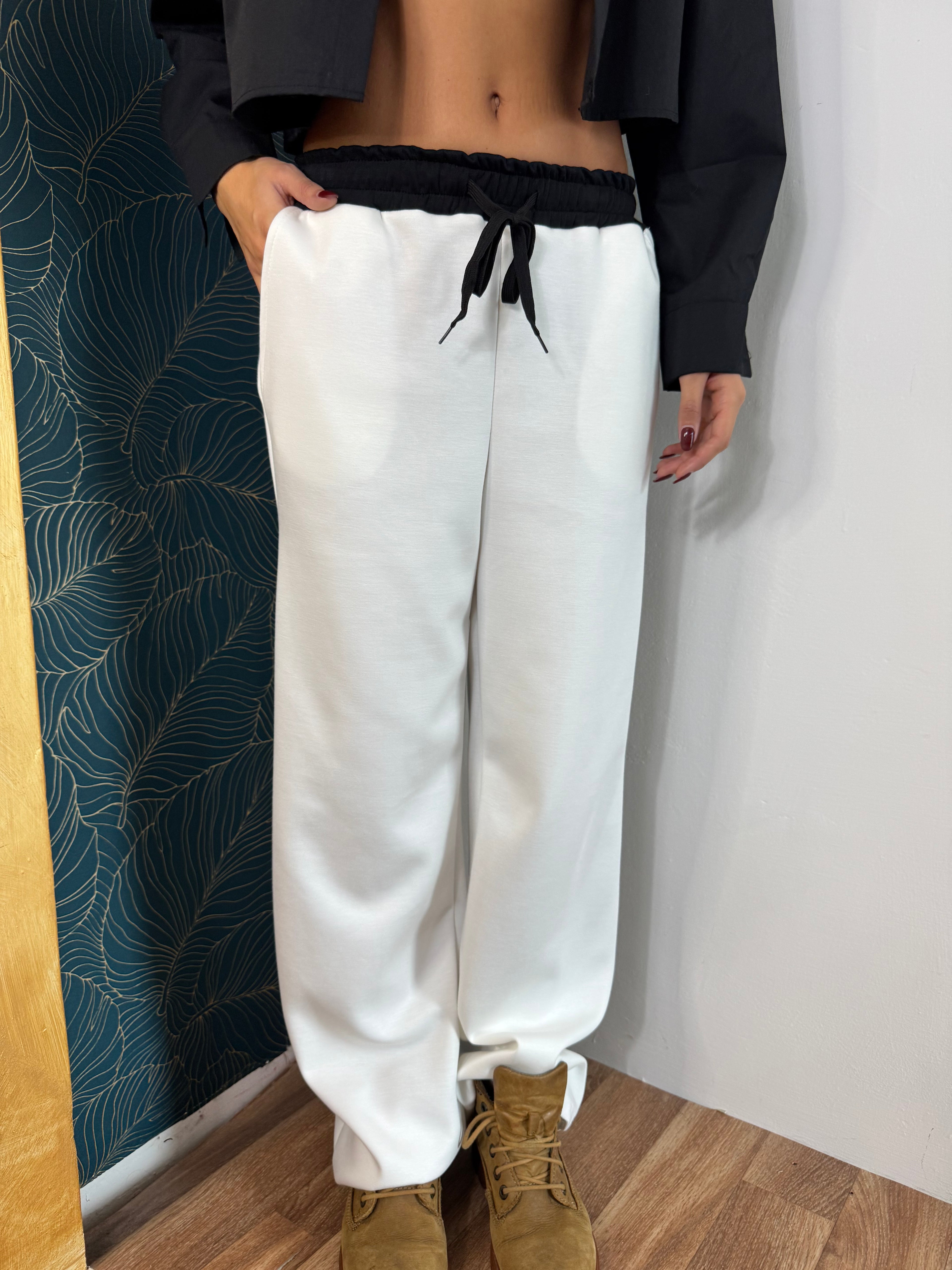 Pantalone tuta wide leg bianco