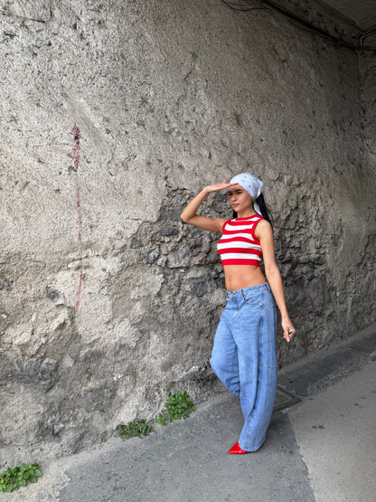 Top righe bianco rosse