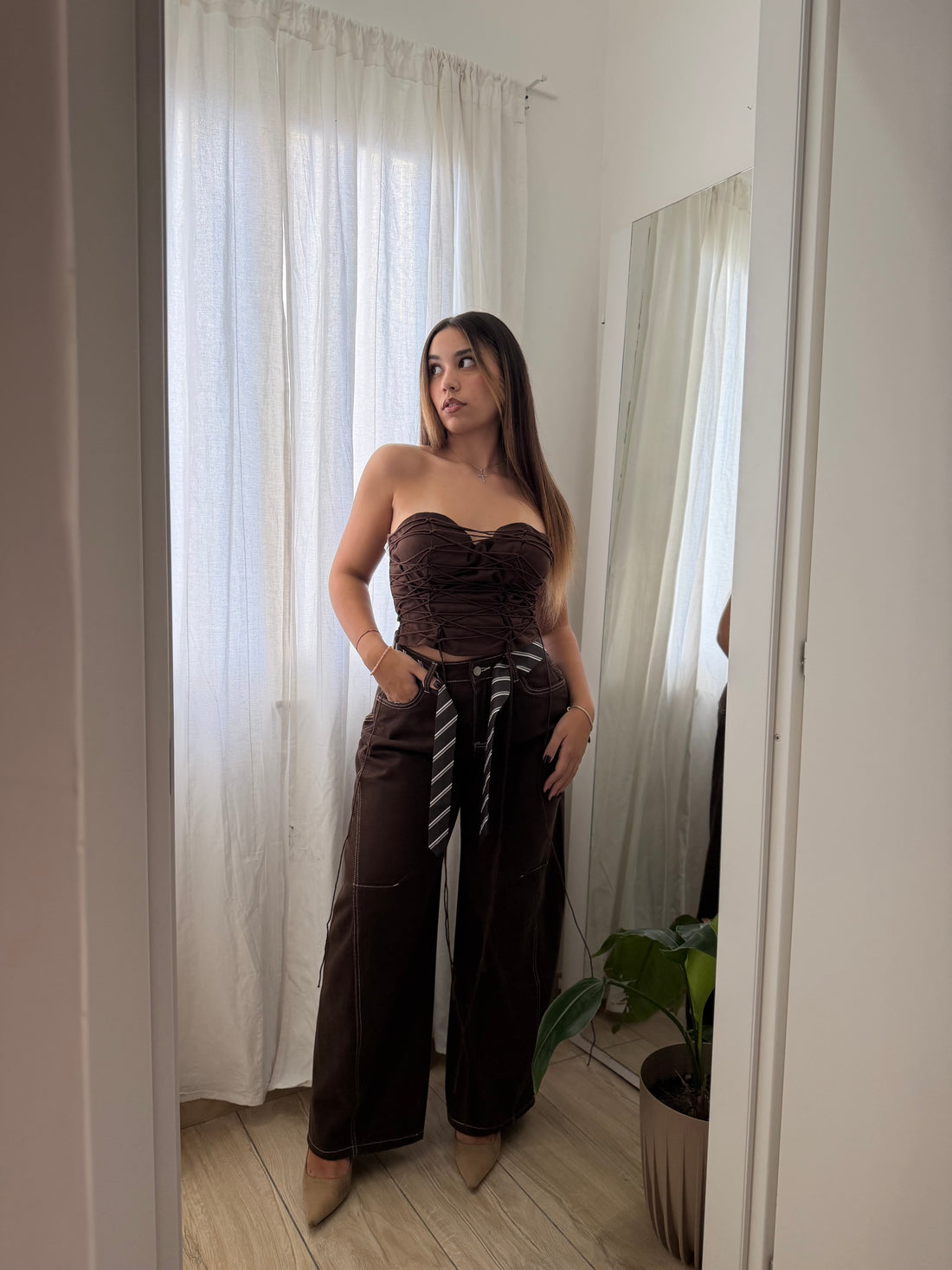 Pantalone cravatta Marrone