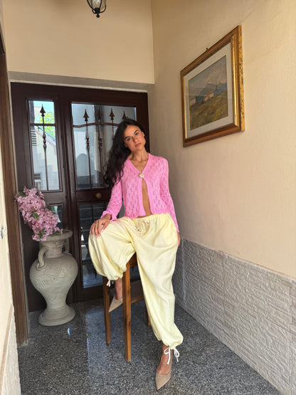 Pantalone balloon lino giallo