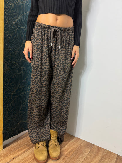 Pantalone laccio leopardato