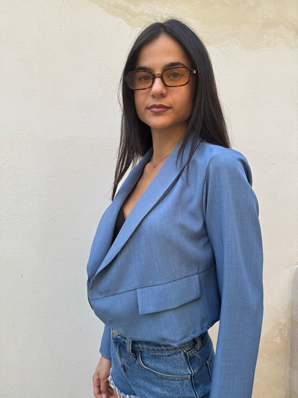 Giacca crop celeste - Wonderstyle