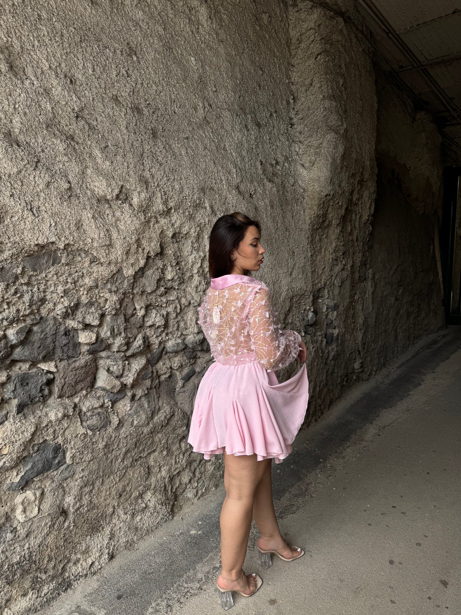 Camicia butterfly rosa