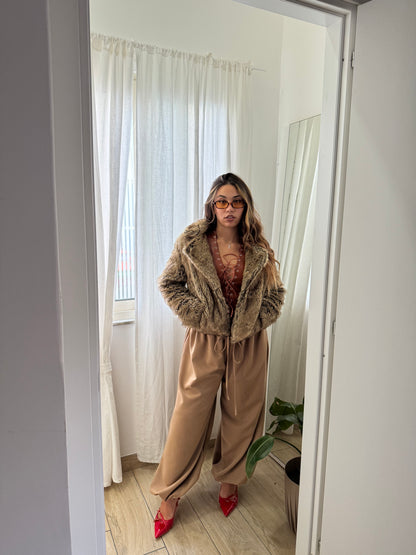 Pelliccia crop marrone - Wonderstyle
