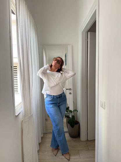 Jeans wide leg chiaro