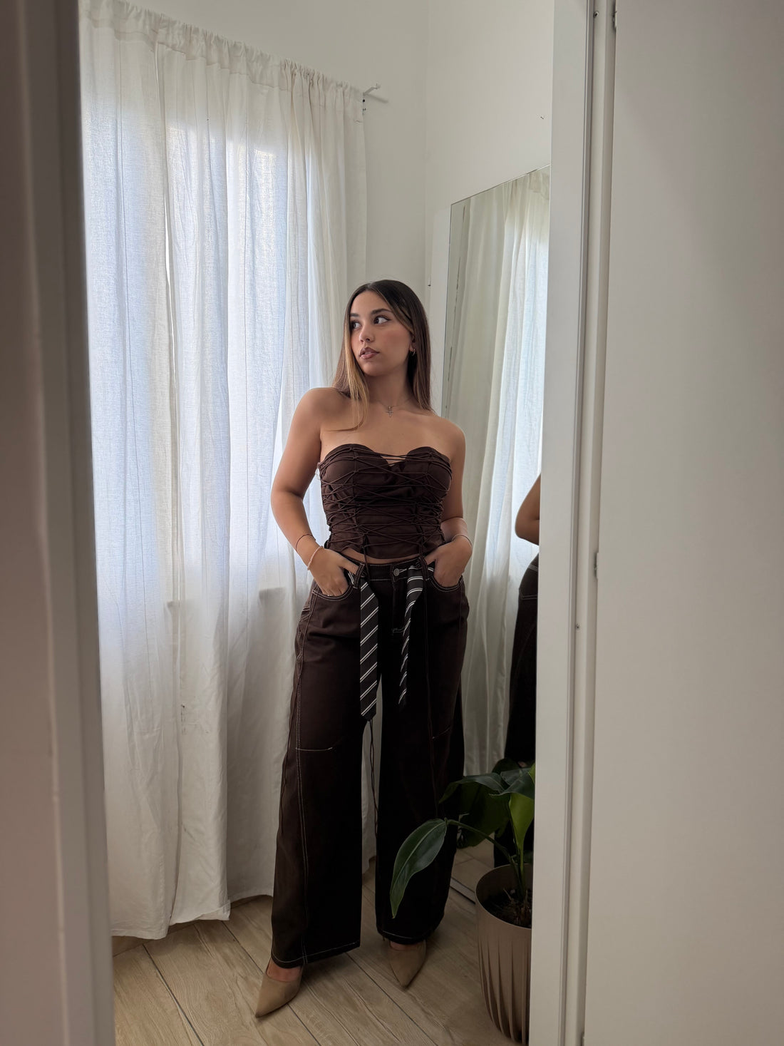 Top Intreccio Marrone