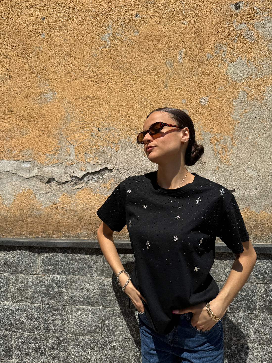 T-shirt cross nera - Wonderstyle