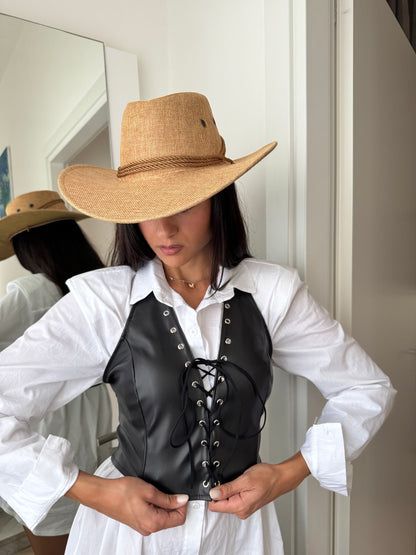 Top ecopelle nero