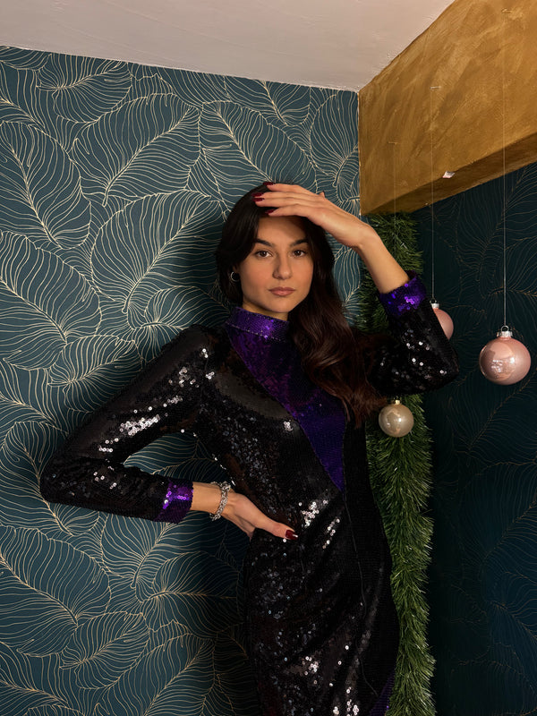 Vestito paillettes viola - Wonderstyle