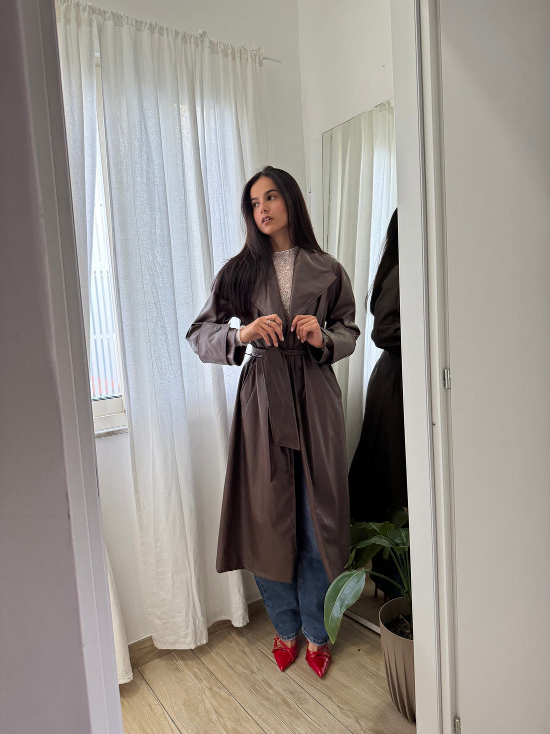 Trench marrone ecopelle - Wonderstyle