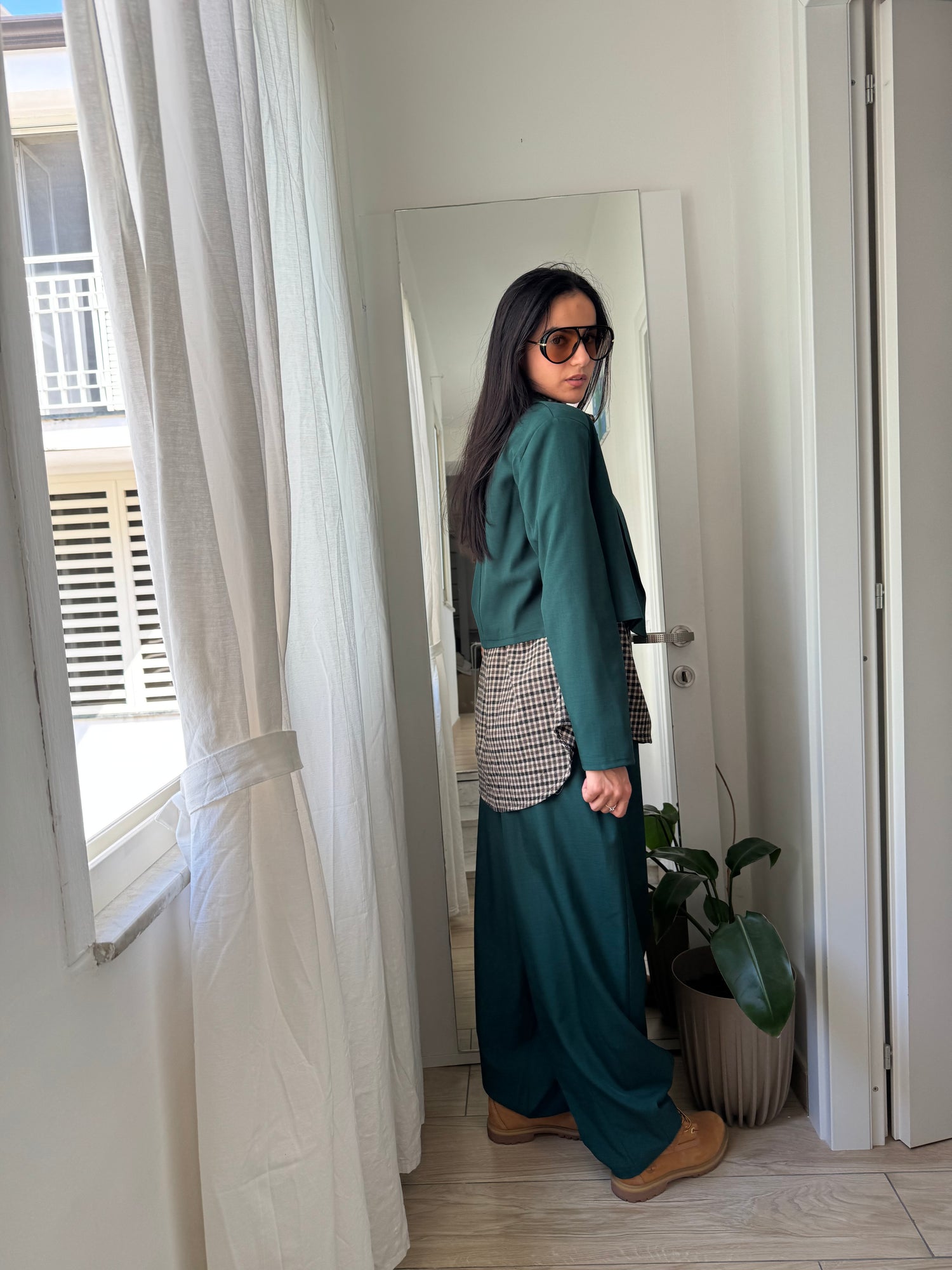 Tailleur cropped verde