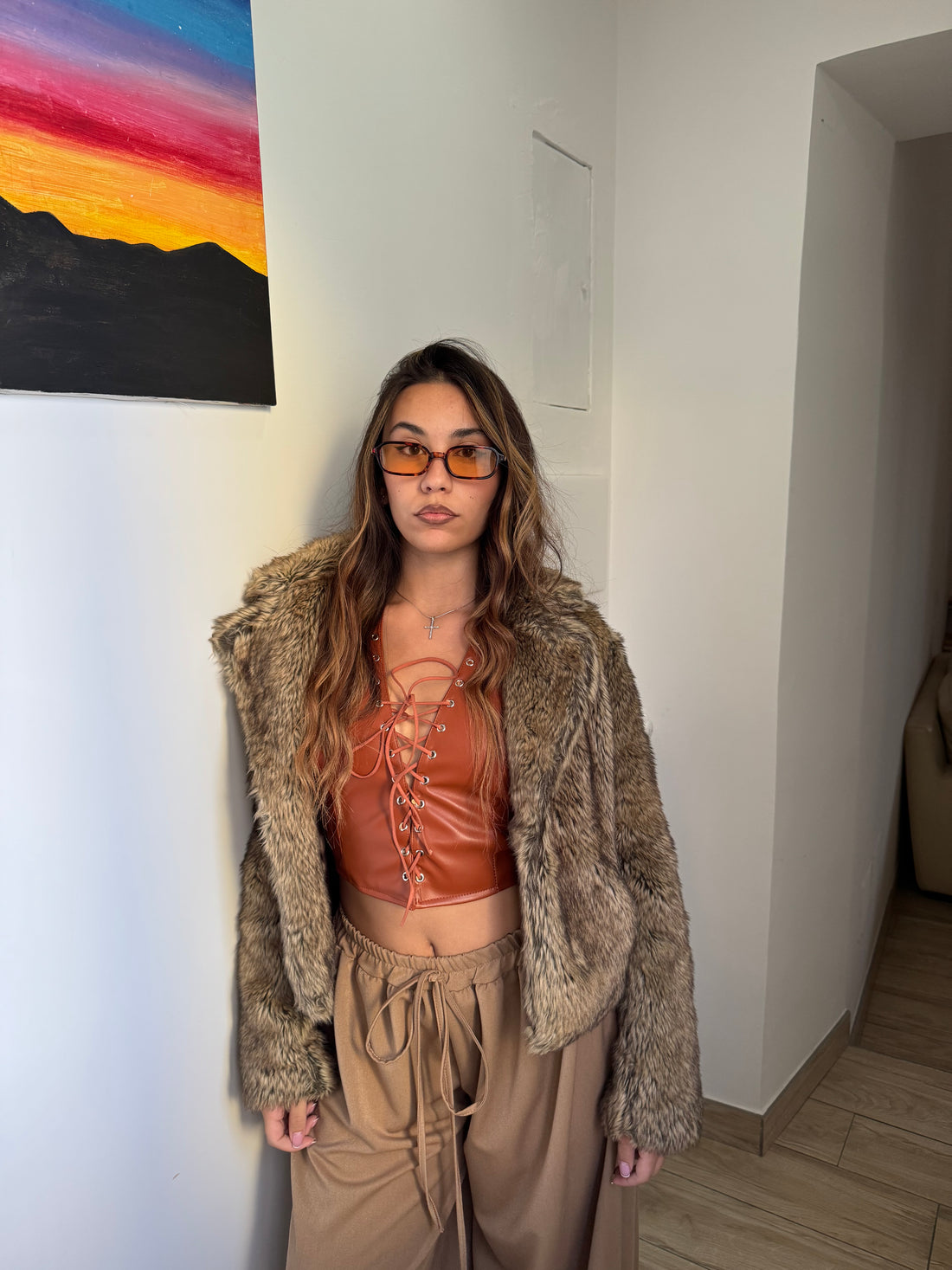 Top ecopelle marrone - Wonderstyle