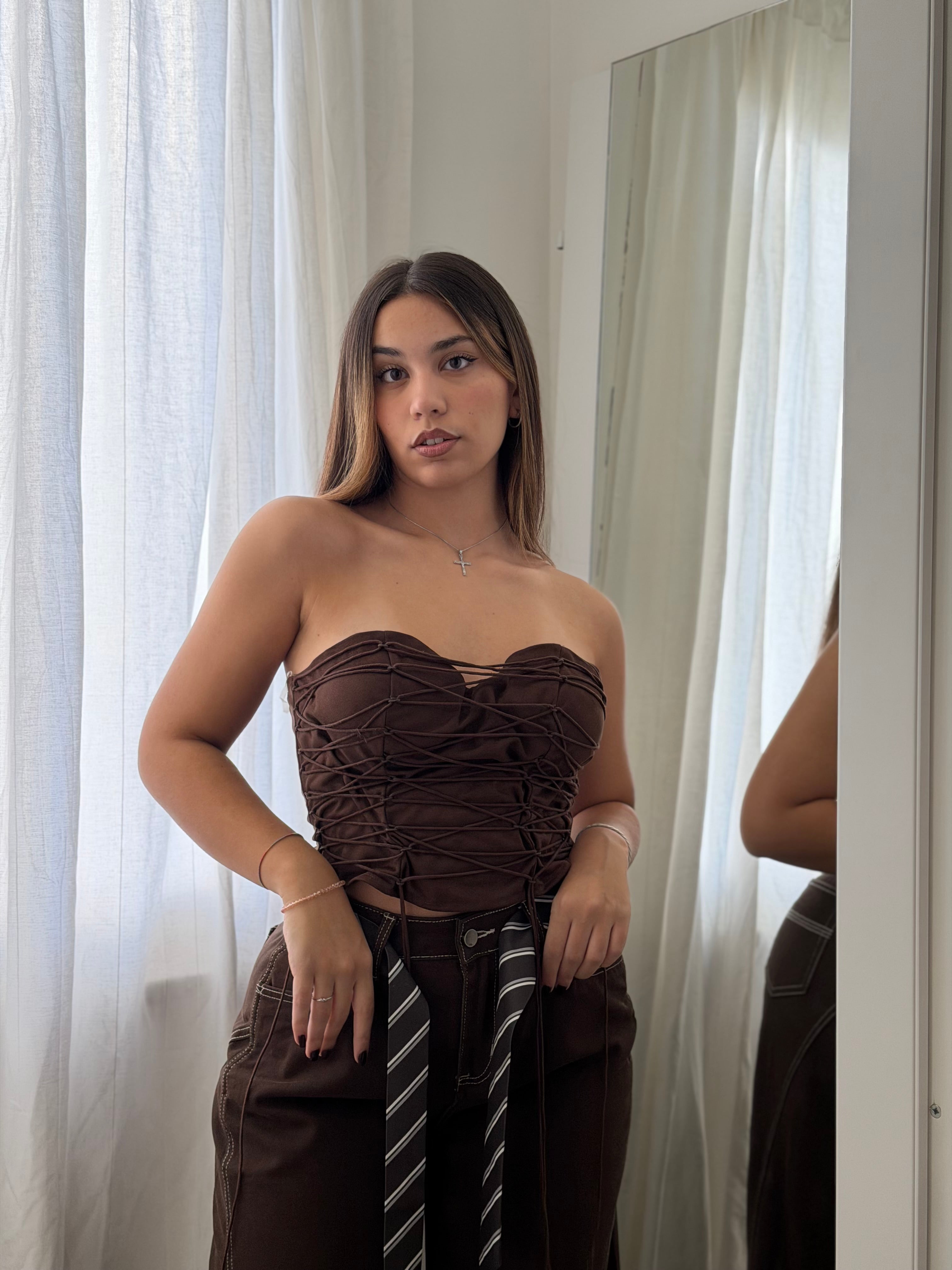 Top Intreccio Marrone