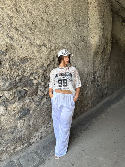 Pantalone satin bianco