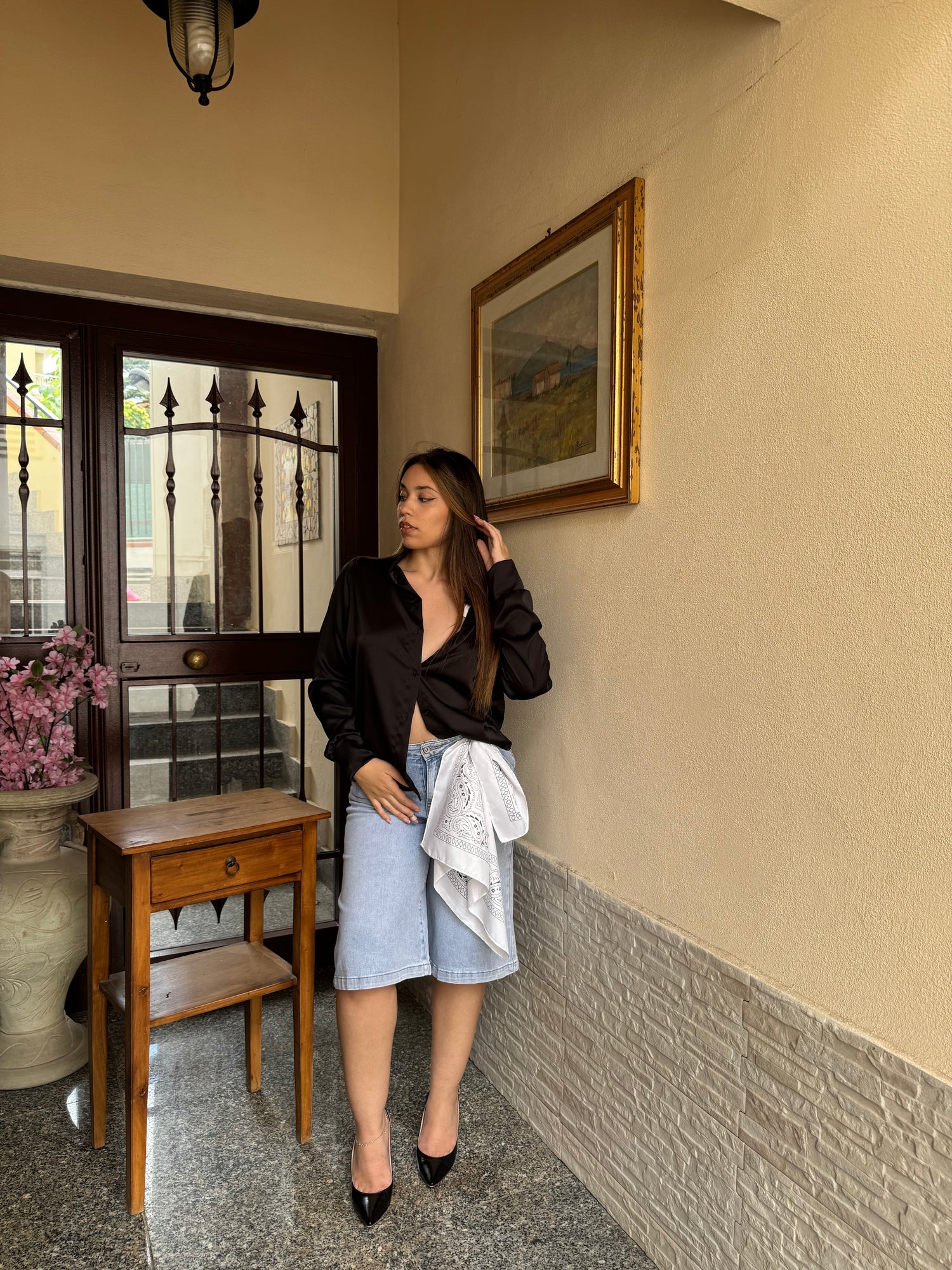 Camicia satin nera