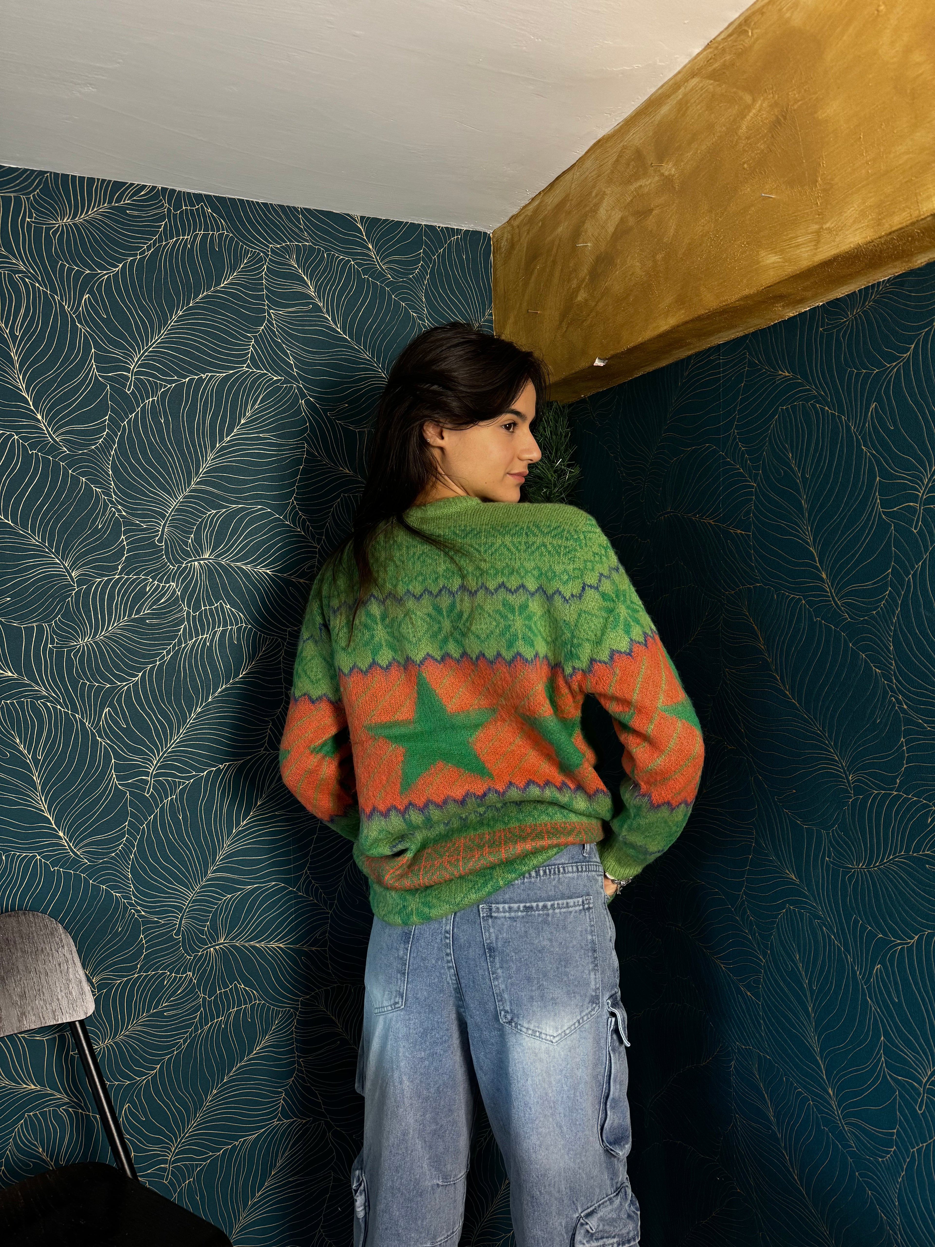 Maglione stella verde