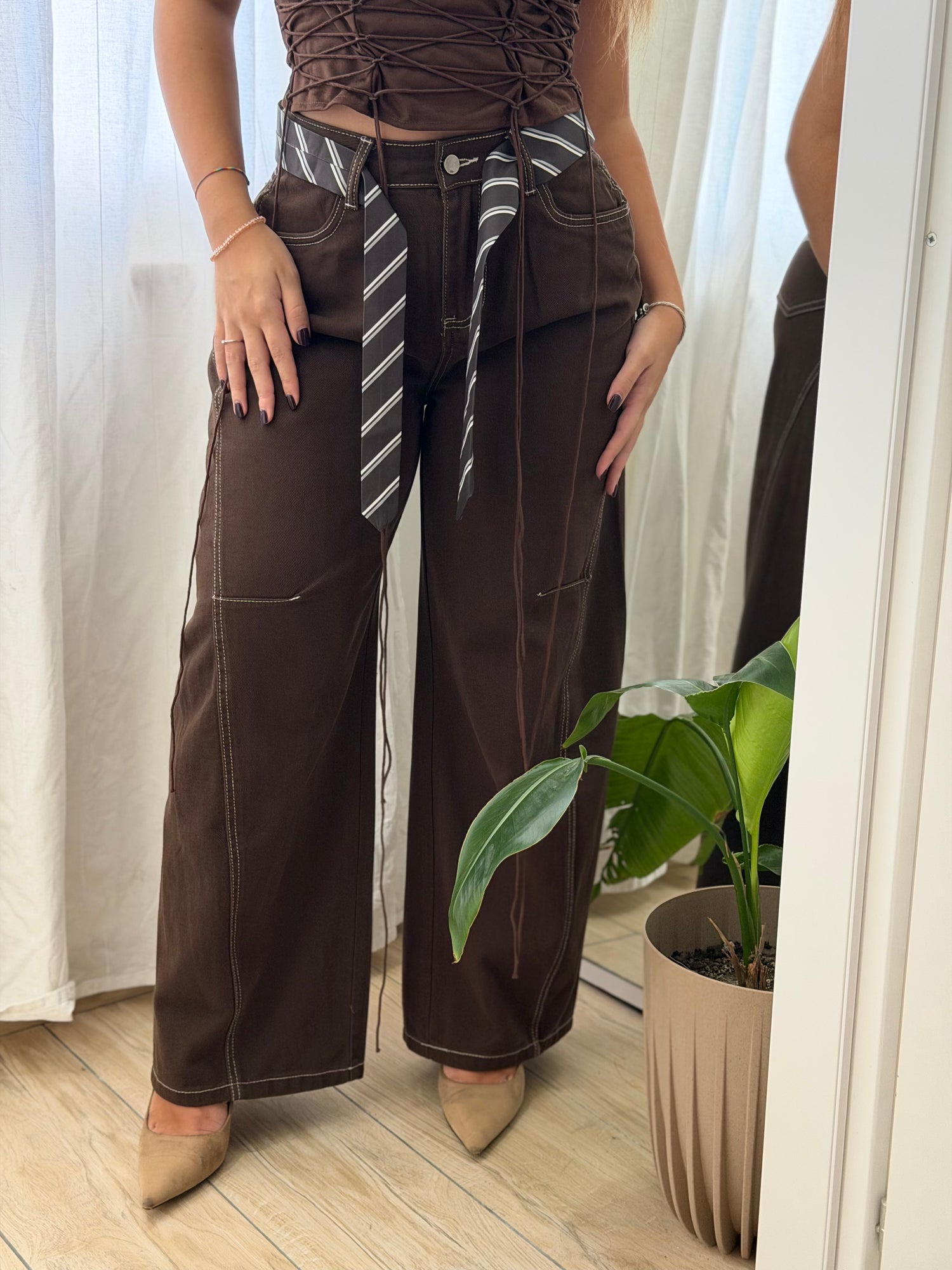 Pantalone cravatta Marrone