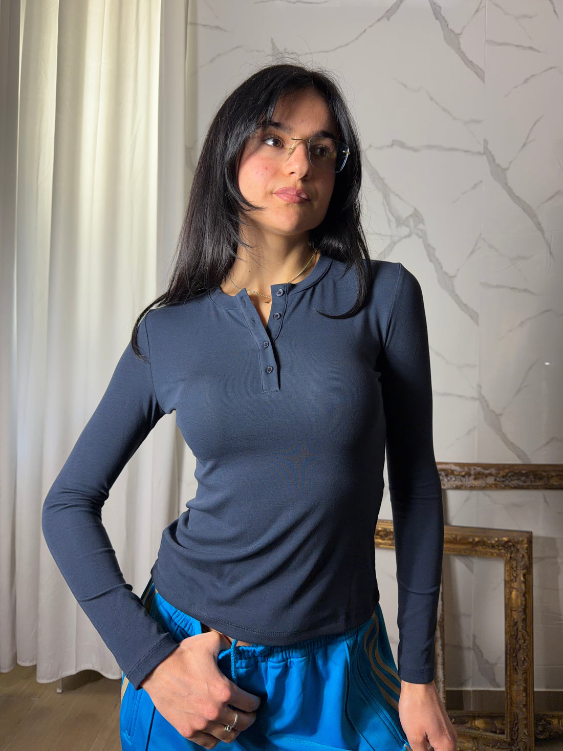 Maglia lumina blu navi