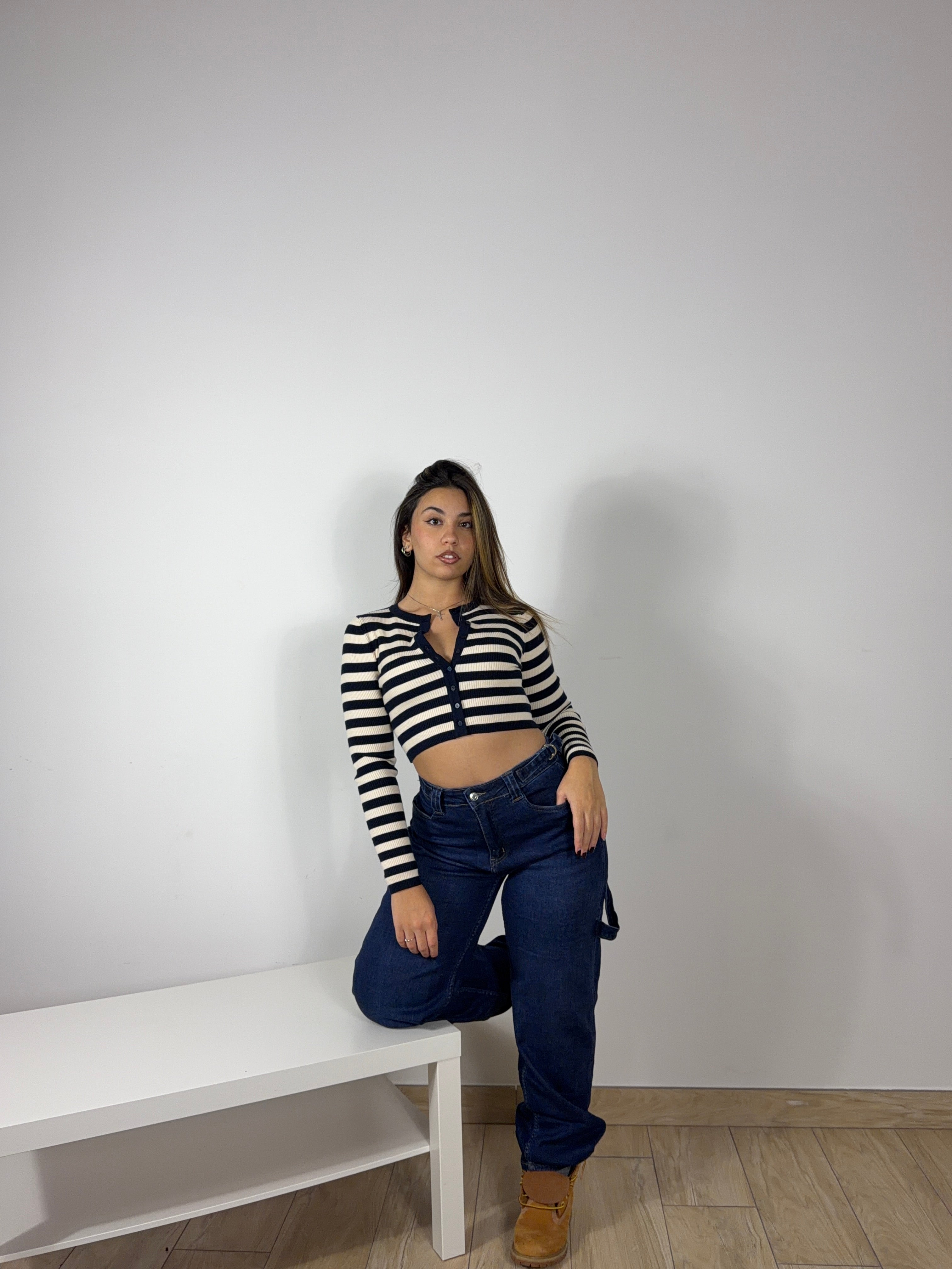 Cardigan Maglioncino crop B&amp;W