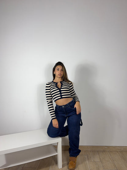 Cardigan Maglioncino crop B&amp;W