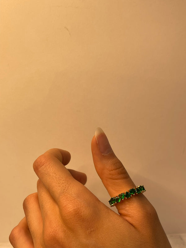 Anello fascia cuori  smeraldo - Wonderstyle