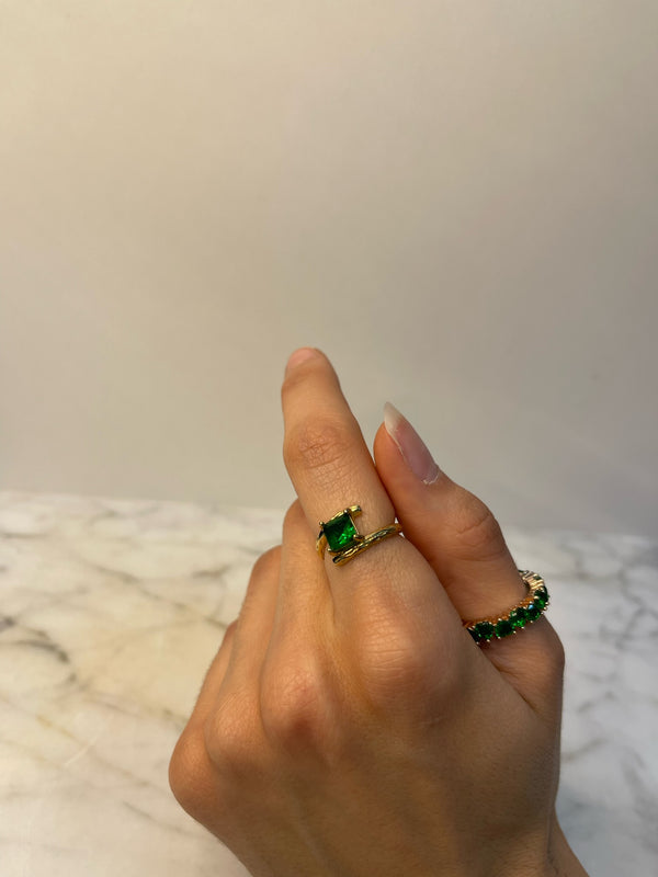 Anello fascia cuori  smeraldo - Wonderstyle
