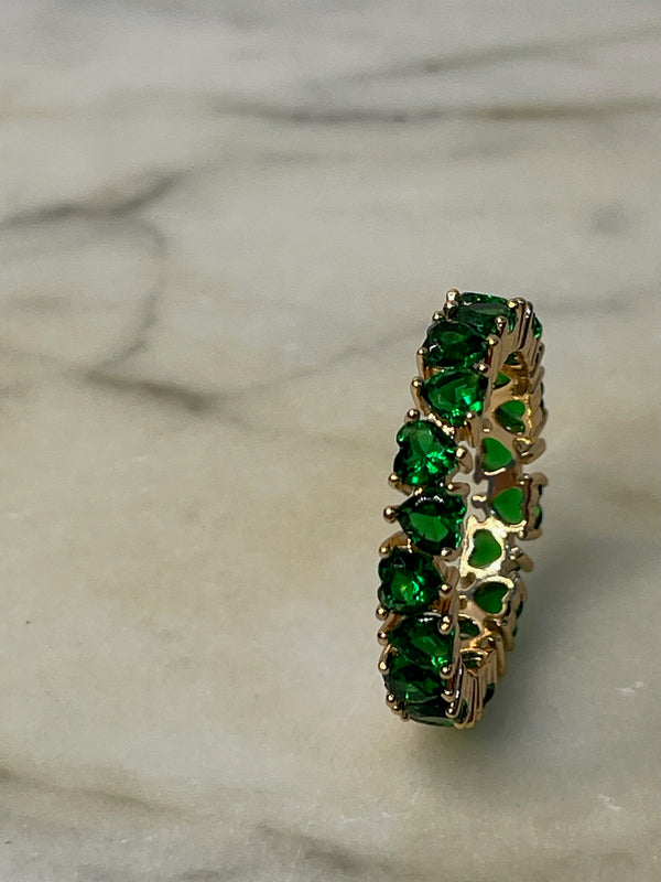 Anello fascia cuori  smeraldo - Wonderstyle