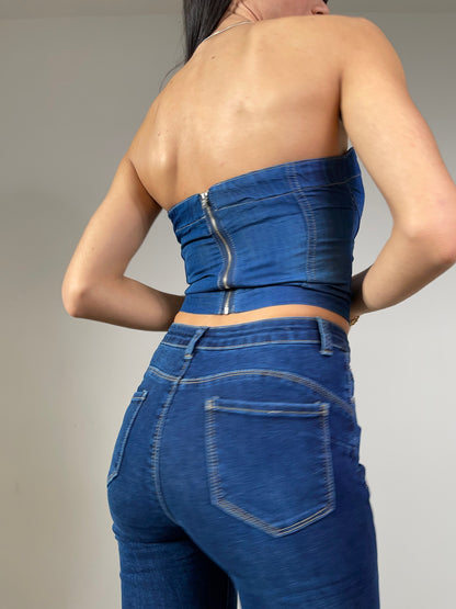 Top corsetto denim